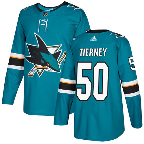 Adidas Men San Jose Sharks 50 Chris Tierney Teal Home Authentic Stitched NHL Jersey